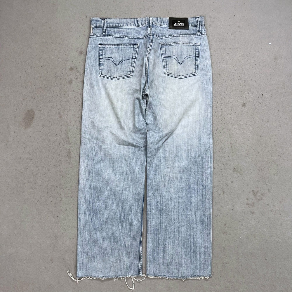 Versace Jeans Couture Vintage Y2K Distressed Light Wash Straight Denim Men 36x28